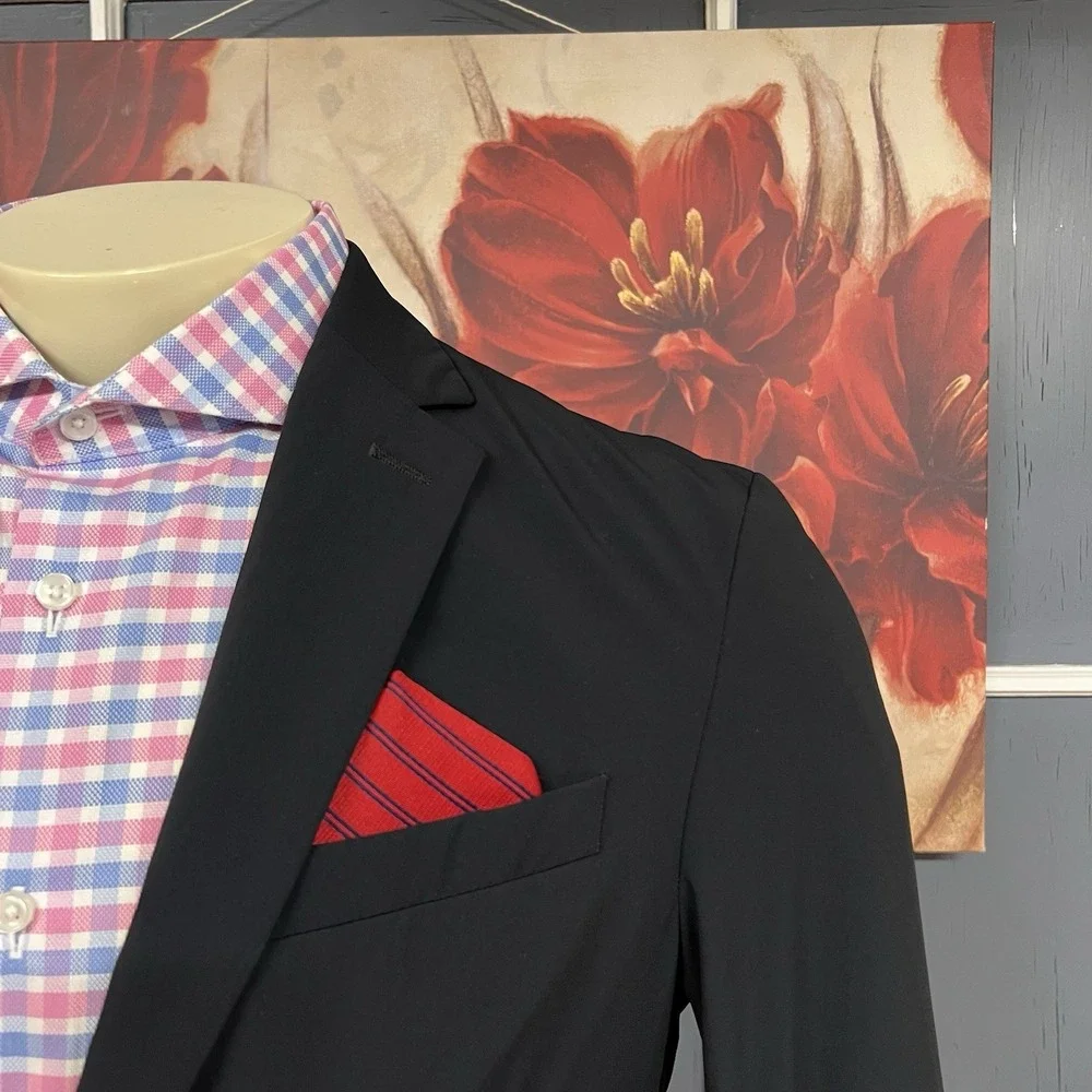 Banana Republic Travel Performance Blazer‎ Mens 38R Slim Fit Softshell Black
